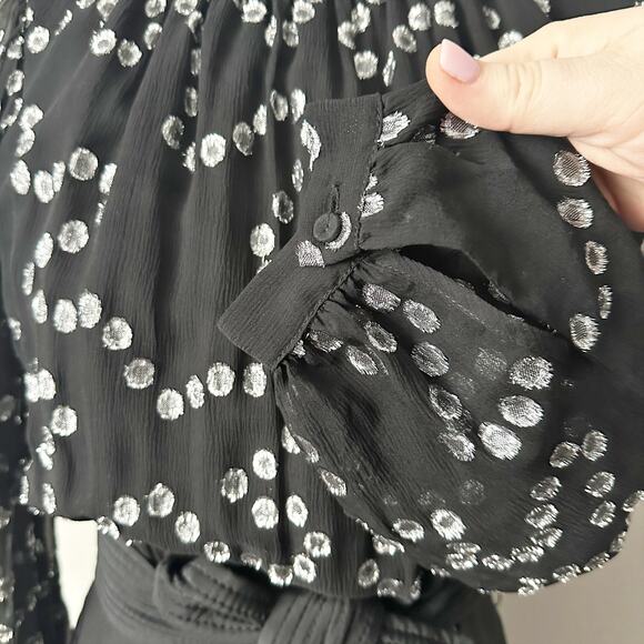 Rebecca Taylor‎ Black Silver Metallic Formal Jumpsuit Women’s Size 2 - Picture 6 of 16